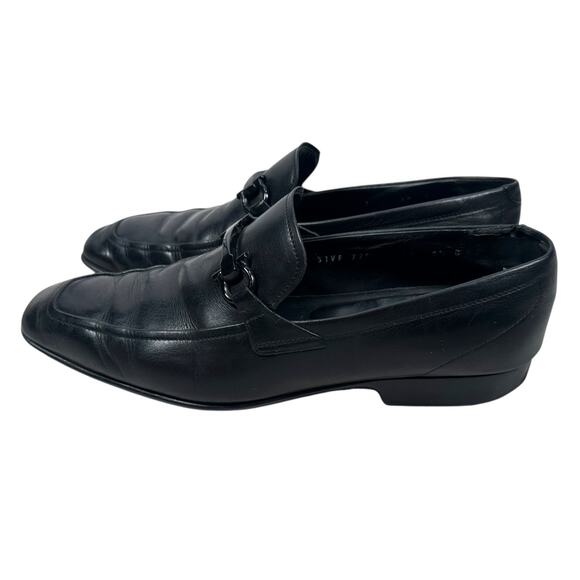 Salvatore Ferragamo Horsebit Buckle Loafers Men\'s 8.5 D Black Leather Shoes READ main image 9